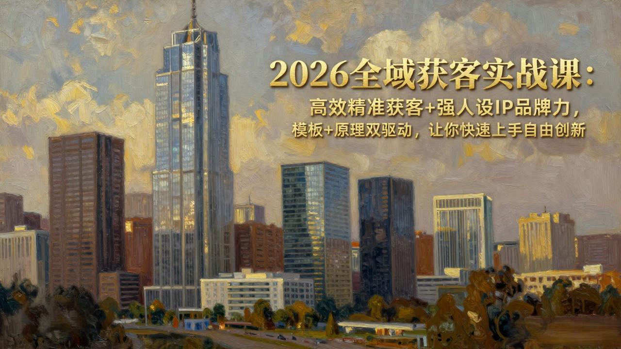 2026全域获客实战课：高效精准获客+强人设IP品牌力，模板+原理双驱动，让你快速上手自由创新-点子口袋网