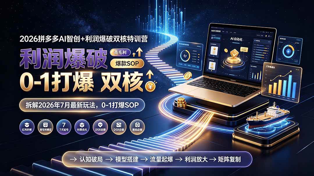 (19307期)2026拼多多AI智创+利润爆破双核特训营-拆解2026年7月最新玩法,0-1打爆SOP (19307期)2026拼多多AI智创+利润爆破双核特训营-拆解2026年7月最新玩法,0-1打爆SOP