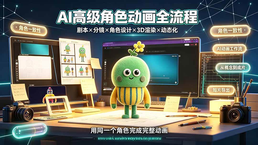 （19304期）AI高级角色动画全流程：剧本×分镜×角色设计×3D渲染×动态化，从概念到成片一站式教学-点子口袋网