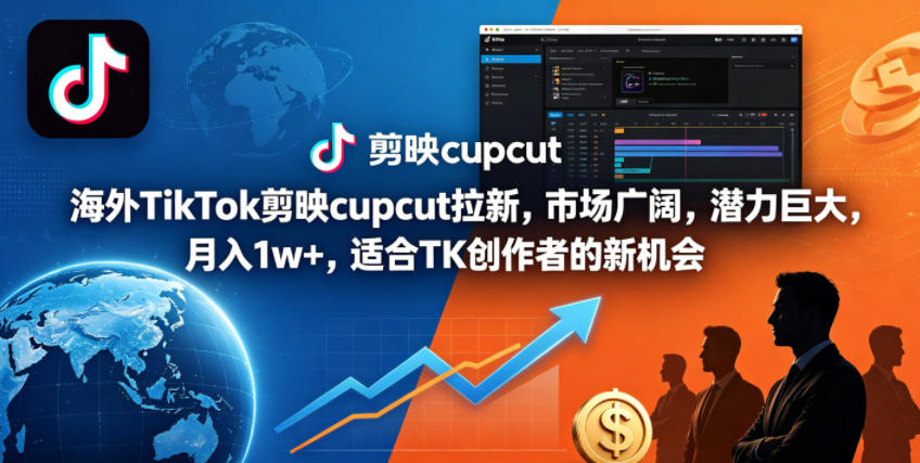 海外TikTok剪映cupcut拉新，市场广阔，潜力巨大，月入1w+，适合TK创作者的新机会-点子口袋网