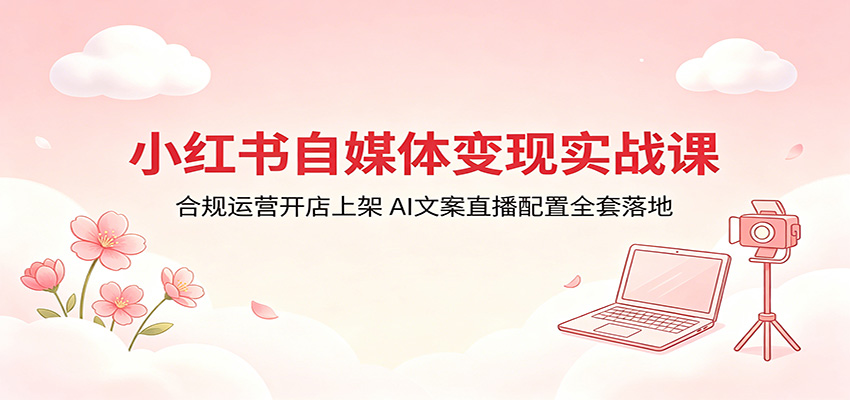 小红书自媒体变现实战课：合规运营开店上架，AI文案直播配置全套落地-点子口袋网