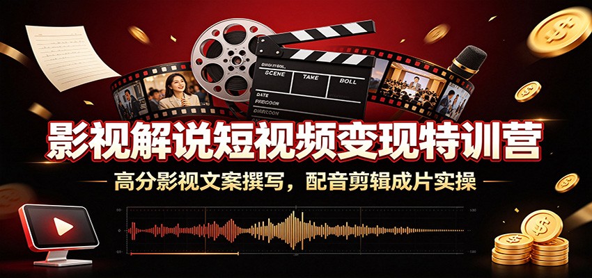影视解说短视频变现特训营：高分影视文案撰写，配音剪辑成片实操-点子口袋网