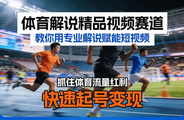 体育解说精品视频赛道，教你用专业解说赋能短视频，抓住体育流量红利，快速起号变现-点子口袋网