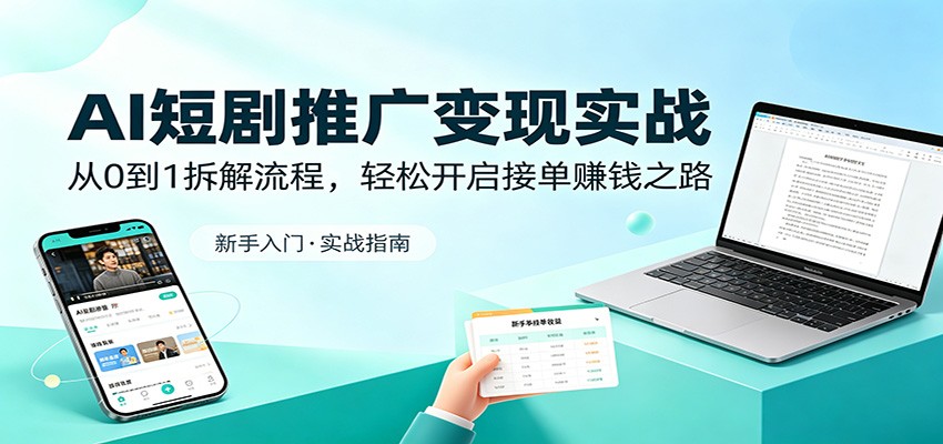 AI短剧推广变现实战：从0到1拆解流程，轻松开启接单赚钱之路-点子口袋网