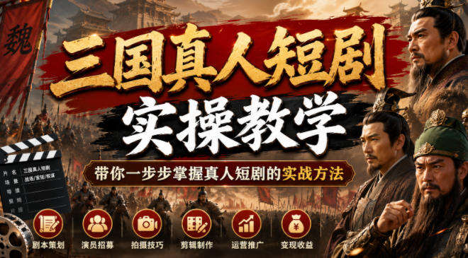 三国真人短剧实操教学，带你一步步掌握真人短剧的实战方法-点子口袋网