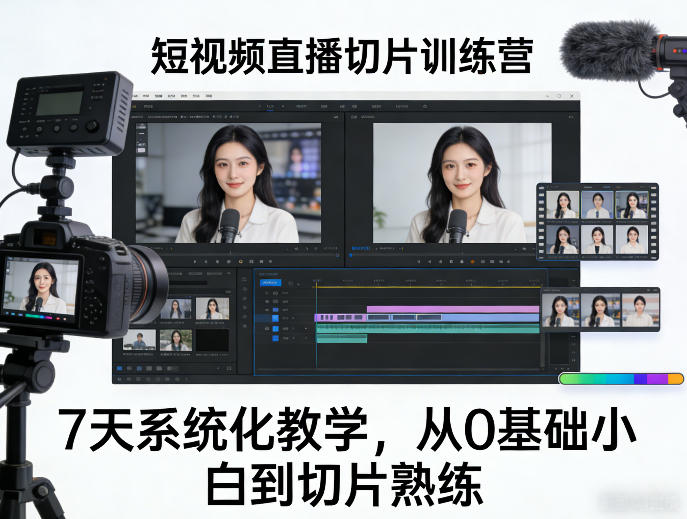 短视频直播切片训练营，7天系统化教学，从0基础小白到切片熟练-点子口袋网