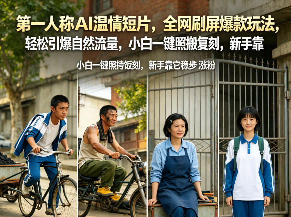 第一人称AI温情短片，全网刷屏爆款玩法，轻松引爆自然流量，小白一键照搬复刻，新手靠它稳步涨粉-点子口袋网