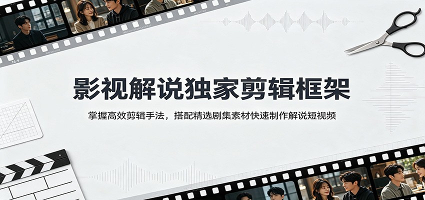 影视解说独家剪辑框架：掌握高效剪辑手法，搭配精选剧集素材快速制作解说短视频-点子口袋网