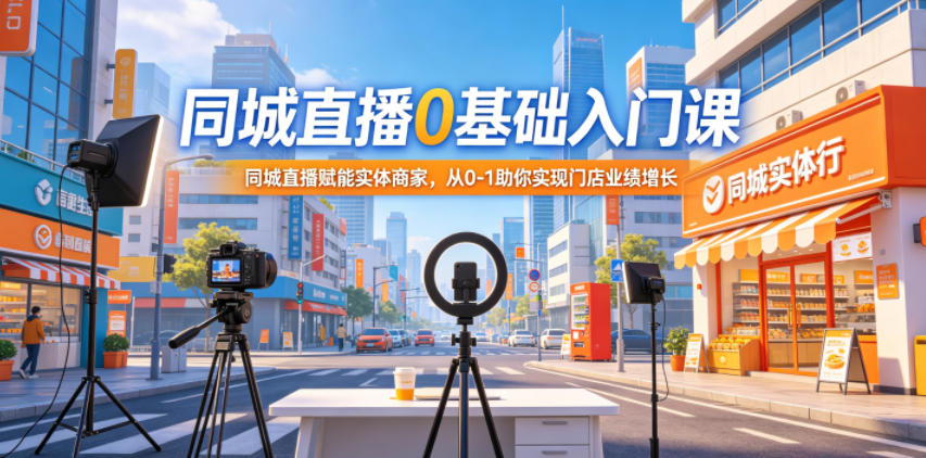 同城直播0基础入门课，同城直播赋能实体商家，从0-1助你实现门店业绩增长-点子口袋网
