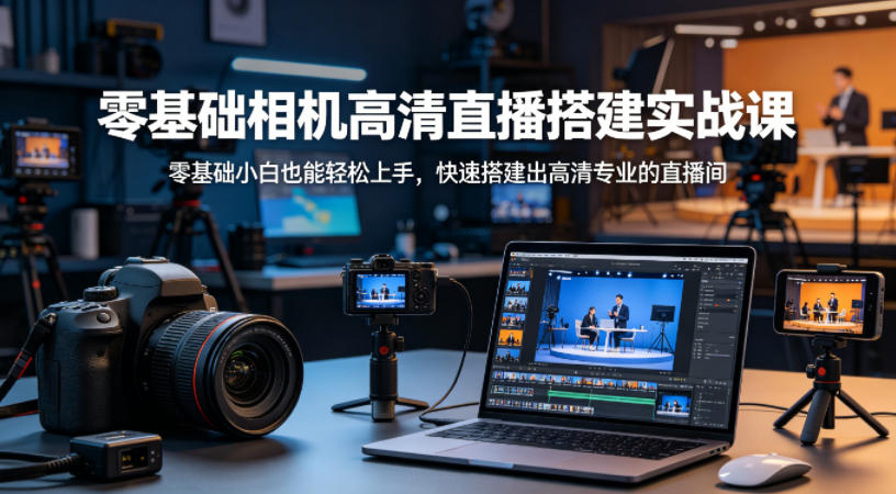 零基础相机高清直播间搭建实战课，小白也能轻松上手，快速搭建出高清专业的直播间-点子口袋网