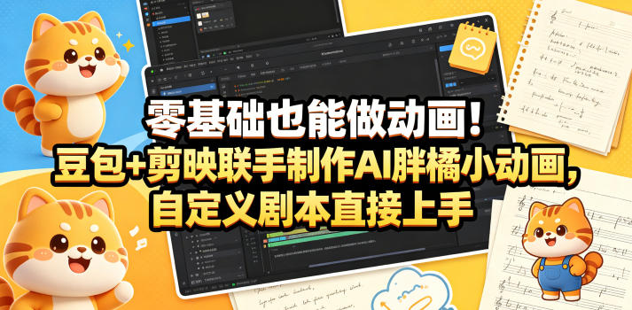 零基础也能做动画！豆包+剪映联手制作AI胖橘小动画，自定义剧本直接上手-点子口袋网