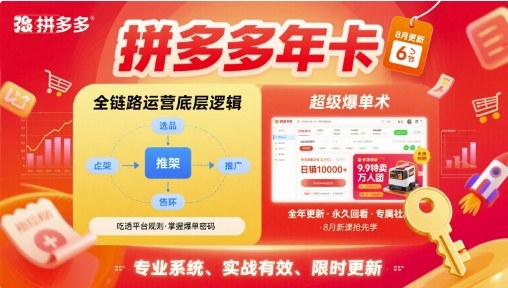拼多多年卡，拼多多全链路运营底层逻辑，超级爆单术【更新26年3月29日】-点子口袋网