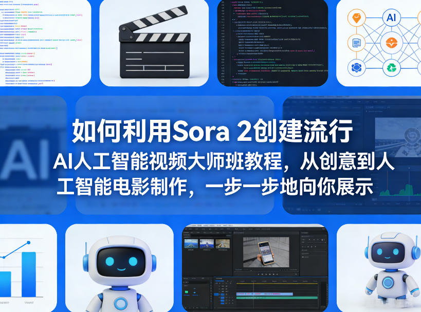 如何利用Sora 2创建流行AI人工智能视频大师班教程，从创意到人工智能电影制作，一步一步地向你展示-点子口袋网