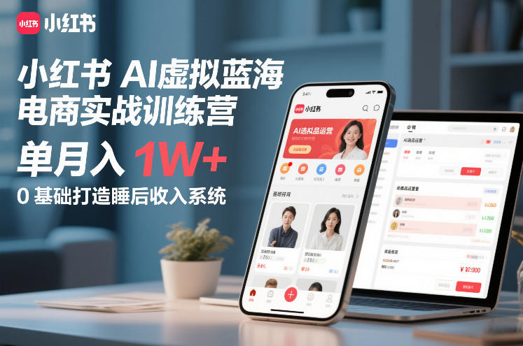 小红书AI虚拟蓝海电商实战训练营，单月入1W+，0基础打造睡后收入系统(更新)-点子口袋网