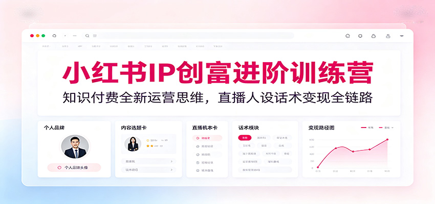 小红书IP创富进阶训练营：知识付费全新运营思维，直播人设话术变现全链路-点子口袋网