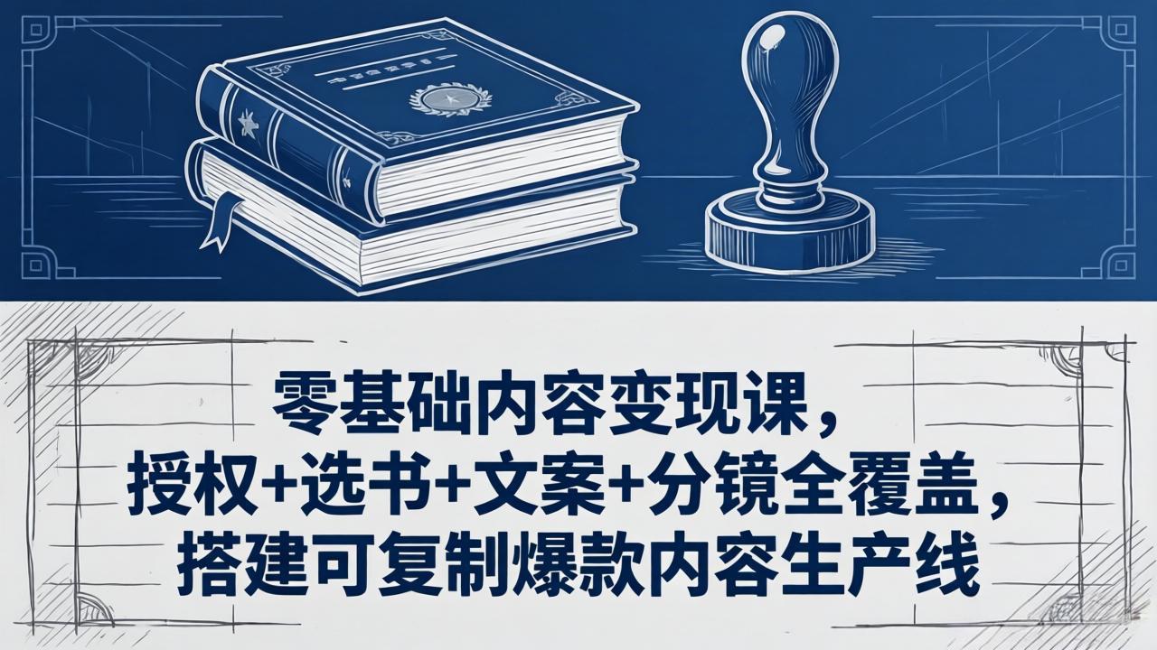 零基础内容变现课，授权+选书+文案+分镜全覆盖，搭建可复制爆款内容生产线-点子口袋网