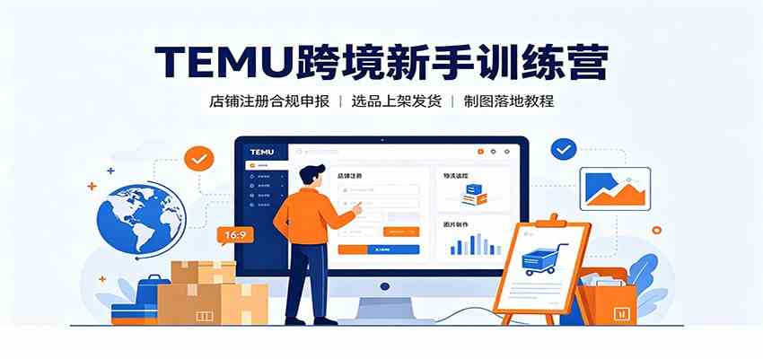 TEMU跨境新手训练营：店铺注册合规申报，选品上架发货制图落地教程-点子口袋网