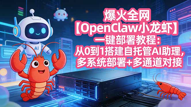 爆火全网【OpenClaw 小龙虾】一键部署教程：从0到1搭建自托管AI助理，多系统部署+多通道对接-点子口袋网
