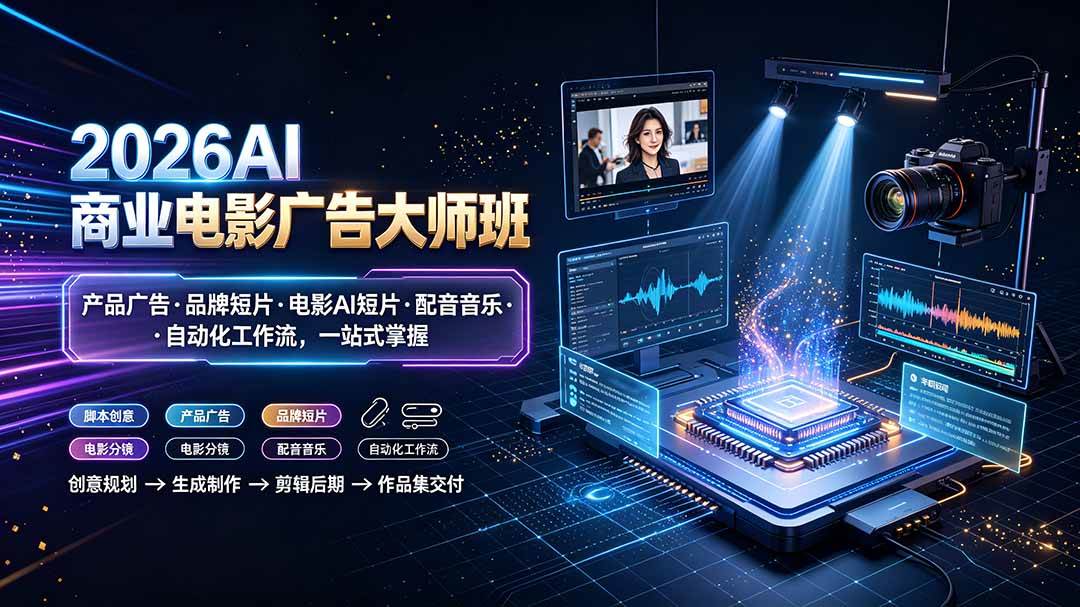 （19303期）2026AI商业电影广告大师班：产品广告·品牌短片·电影AI短片·配音音乐·自动化工作流，一站式掌握-点子口袋网