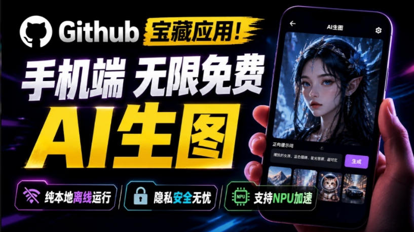 Github宝藏应用！手机端无限免费AI生图，纯本地离线运行，支持NPU加速斩获3.1k stars，local-dream-点子口袋网