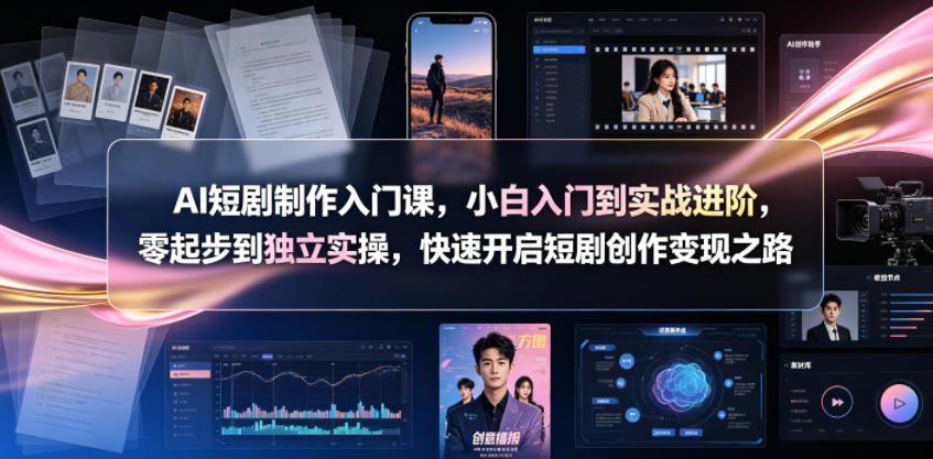 AI短剧制作入门课，小白入门到实战进阶，零起步到独立实操，快速开启短剧创作变现之路-点子口袋网