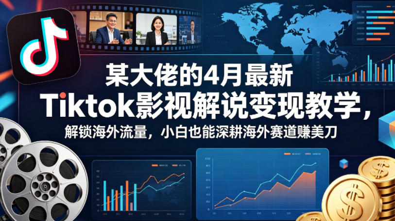 某大佬的4月最新Tiktok影视解说变现教学，解锁海外流量，小白也能深耕海外赛道賺美刀-点子口袋网
