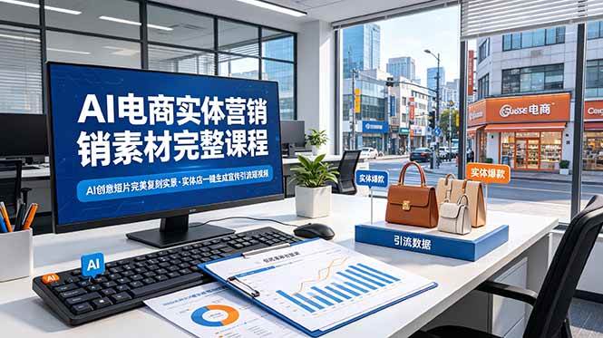 （19076期）AI电商实体营销素材完整课程，AI创意短片完美复刻实景，实体店一键生成宣传引流短视频-点子口袋网