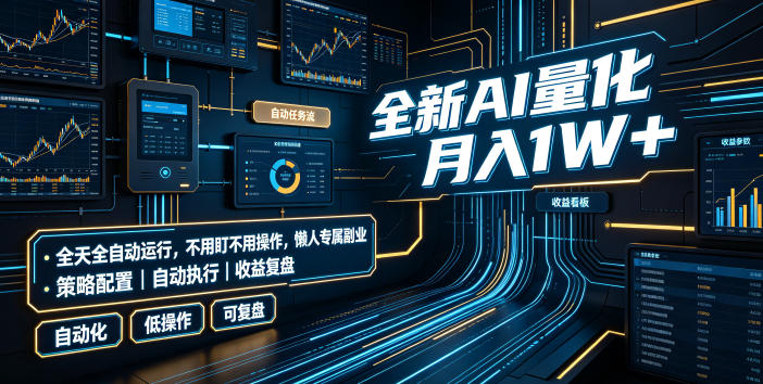 全新AI量化月入1W+，全天全自动运行，不用盯不用操作，懒人专属副业！【揭秘】-点子口袋网