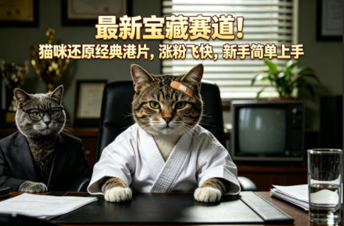 最新宝藏赛道！猫咪还原经典港片，涨粉飞快，新手简单上手-点子口袋网