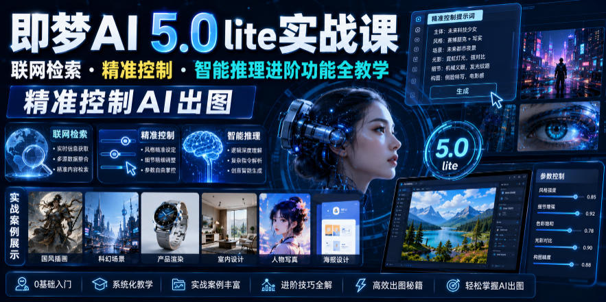 即梦AI 5.0 lite实战课，联网检索・精准控制・智能推理进阶功能全教学，精准控制AI出图-点子口袋网