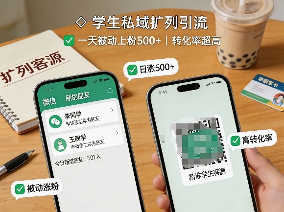 学生私域扩列引流，一天被动上粉500+，转化率超高-点子口袋网
