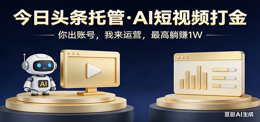 头条号AI托管，我提供作品，你提供账号，每天5分钟发布，小白躺赚3000+-点子口袋网
