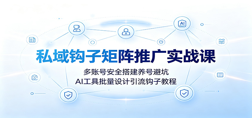 私域钩子矩阵推广实战课：多账号安全搭建养号避坑，AI工具批量设计引流钩子教程-点子口袋网