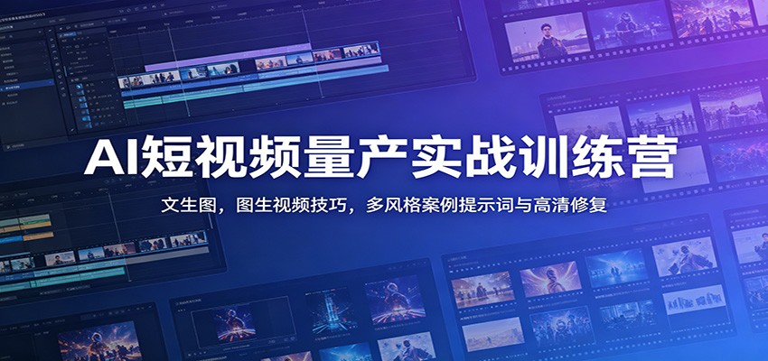 AI短视频量产实战训练营：文生图，图生视频技巧，多风格案例提示词与高清修复-点子口袋网