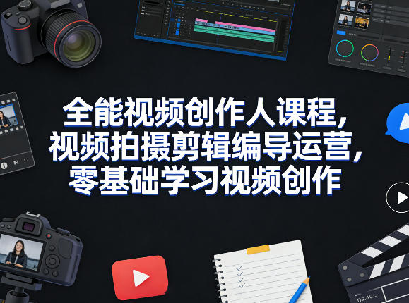 全能视频创作人课程，视频拍摄剪辑编导运营，零基础学习视频创作(更新2026年4月)-点子口袋网