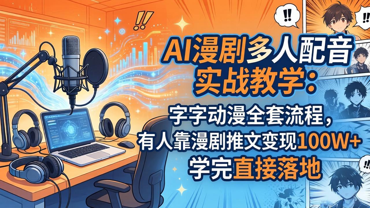 AI漫剧多人配音实战教学：字字动漫全套流程，有人靠漫剧推文变现100W+，学完直接落地-点子口袋网