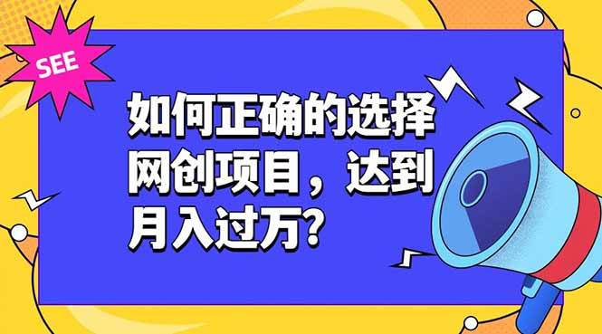 （19176期）如何正确的选择网创项目，达到月入过万？，本课程教你正确选择项目。-点子口袋网