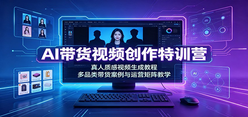 AI带货视频创作特训营：真人质感视频生成教程，多品类带货案例与运营矩阵教学-点子口袋网