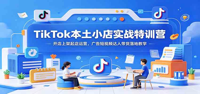 TikTok本土小店实战特训营：开店上架起店运营，广告短视频达人带货落地教学-点子口袋网