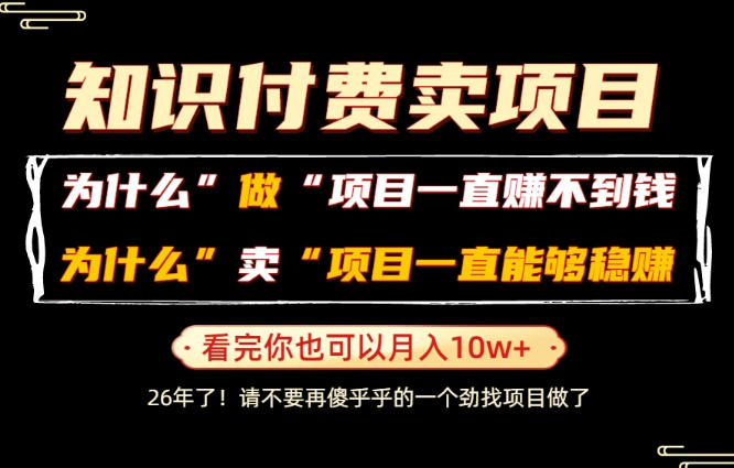 普通人为什么能够靠卖项目轻松月入10W+，而做项目却容易成炮灰，卖项目为什么能够稳賺不赔？【揭秘】-点子口袋网
