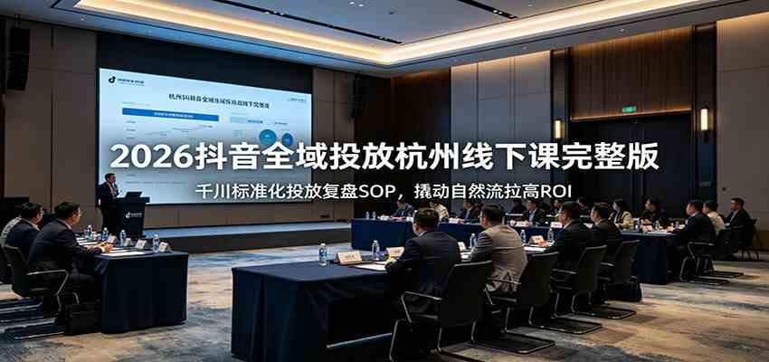 2026抖音全域投放杭州线下课完整版：千川标准化投放复盘SOP，撬动自然流拉高ROI-点子口袋网