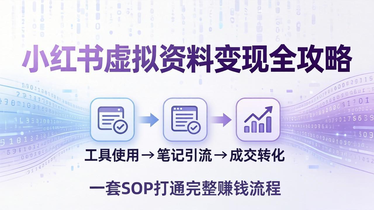 小红书虚拟资料变现全攻略：从工具使用到笔记引流成交，一套 SOP 打通完整赚钱流程-点子口袋网