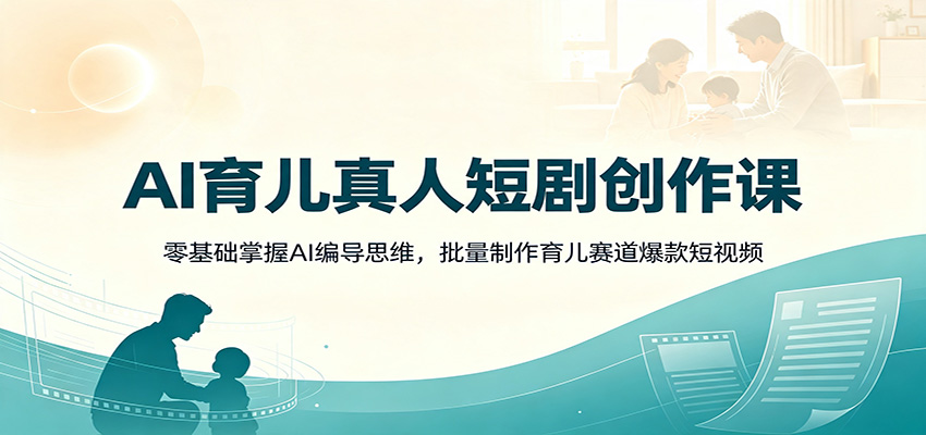AI育儿真人短剧创作课：零基础掌握AI编导思维，批量制作育儿赛道爆款短视频-点子口袋网