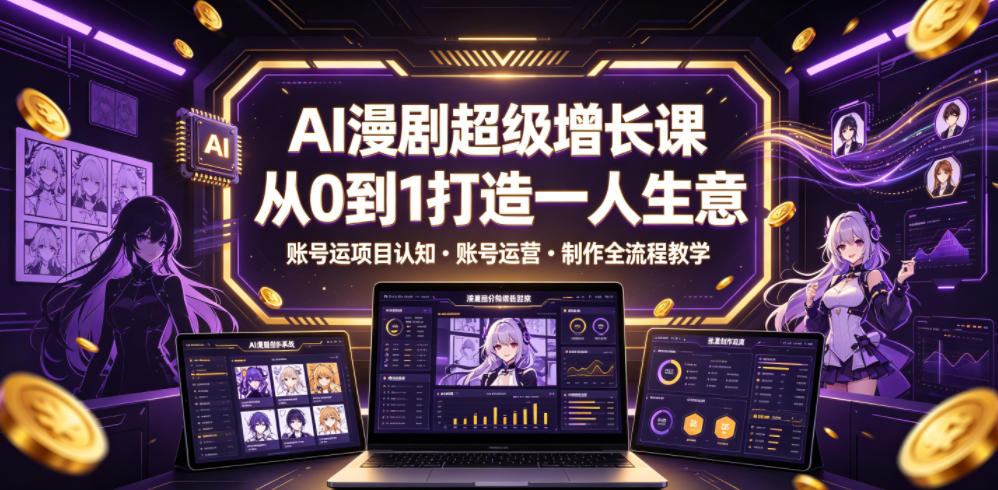 AI漫剧超级增长课，从0到1打造一人生意，项目认知・账号运营・制作全流程教学-点子口袋网