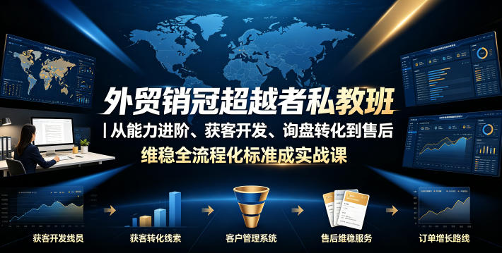 外贸销冠超越者私教班｜从能力进阶、获客开发、询盘转化到售后维稳全流程标准化成交实战课-点子口袋网
