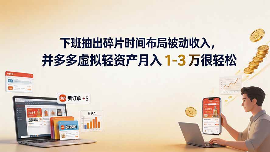 （19573期）下班抽出碎片时间布局被动收入，拼多多虚拟轻资产月入 1-3 万很轻松-点子口袋网
