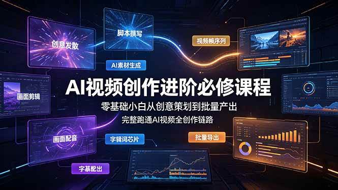 （19159期）AI视频创作进阶必修课程：零基础小白从创意策划到批量产出，完整跑通AI视频全创作链路-点子口袋网
