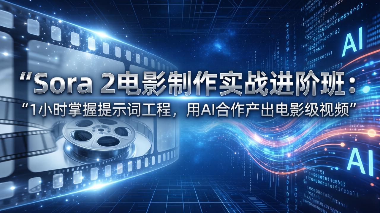 Sora 2电影制作实战进阶班：1小时掌握提示词工程，用AI合作产出电影级视频-点子口袋网