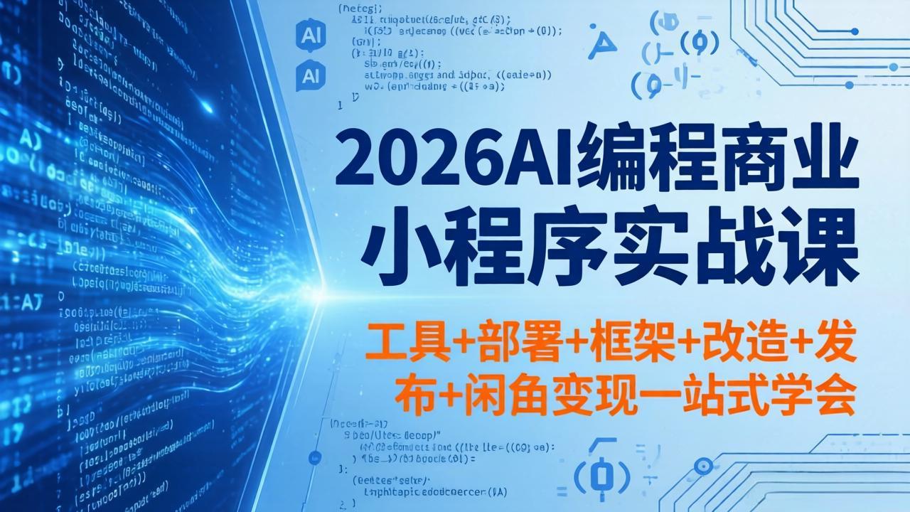 2026AI编程商业小程序实战课，工具+部署+框架+改造+发布+闲鱼变现一站式学会-点子口袋网
