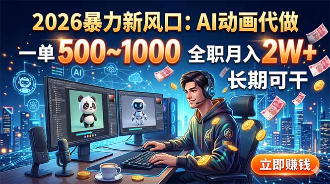 2026暴力新风口：AI动画代做，一单500~1000，全职月入2W+，长期可干-点子口袋网